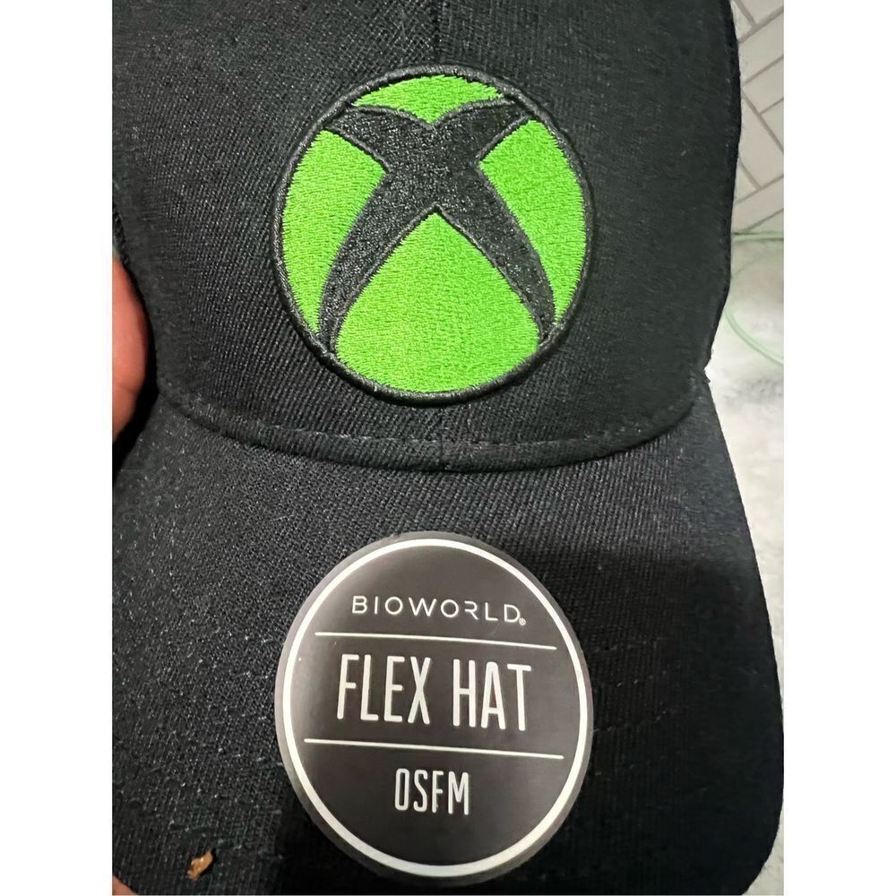 Xbox Hat Cap Mens Fitted Black Green Microsoft Video Game Promo Console Gaming - Picture 4 of 7